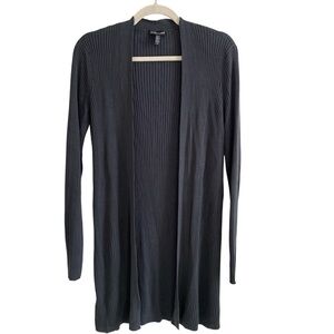 EILEEN FISHER 100% Tencel Dark Gray Ribbed Cardigan Size M